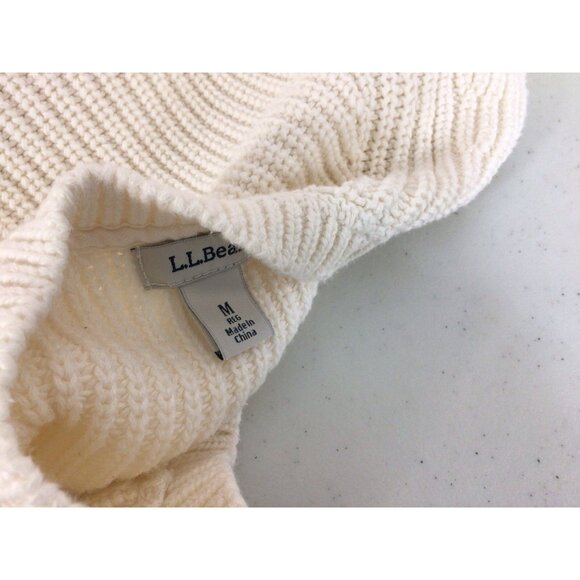LL Bean Ivory Fisherman Sweater Womens Medium - Picture 4 of 7